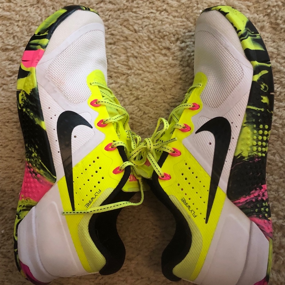 Nike Metcon Flywire white/yellow shoes 8.5